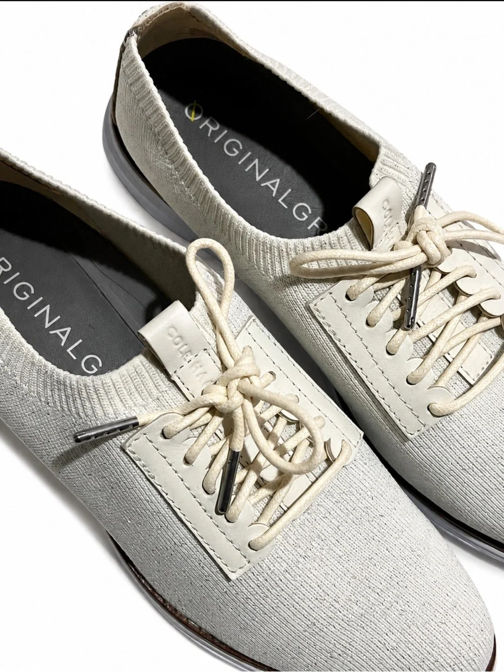 Cream Knit Lace-Up Women’s Sneakers